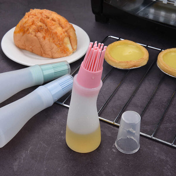 Portable Silicone Oil Brush Bottle For BBQ Baking Basting Brush