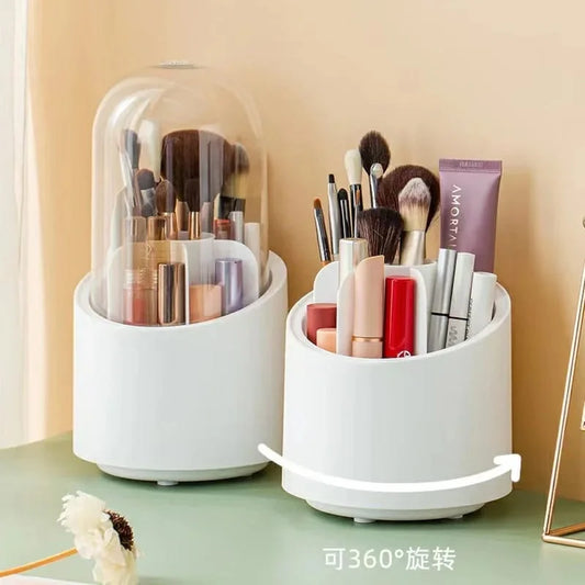 360 Degree Rotation Cosmetic Brush Holder with Transparent Top