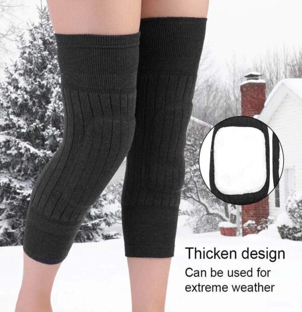 1 Pair Winter Cashmere Knee Pads Warm Men Women Double Thick Wool Protection Knee Plus Velvet Wind And Cold Protective