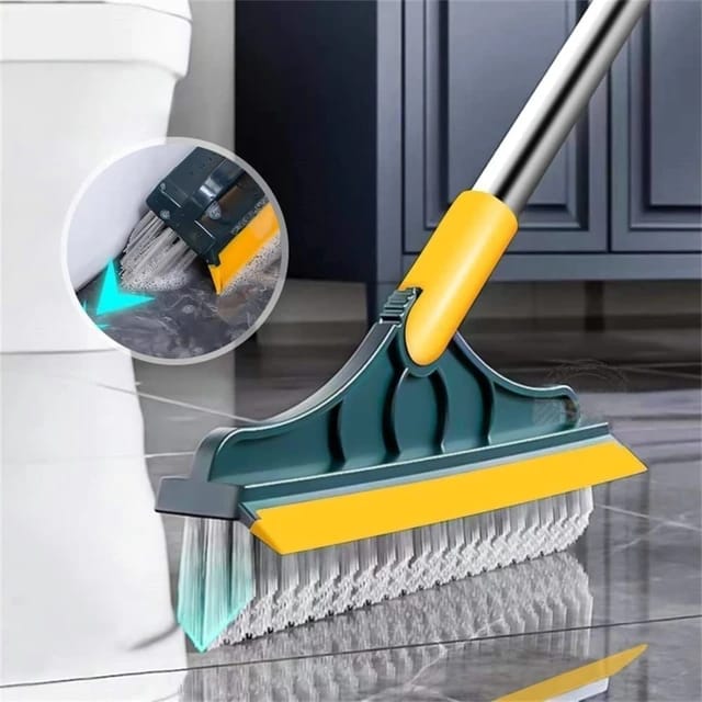 2 in 1 Cleaning Floor Scrub Brush for Bathroom Kitchen V-Shape Stiff Bristle Silicone Scraper Tile Brush Cleaning Tools