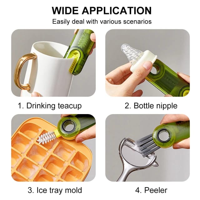 3-in-1 U-shaped Cup Rim Cleaning Brush Multifunctional Mini Groove Gap Cleaner Brush Rotatable Bottle Cup Details Clean Tool