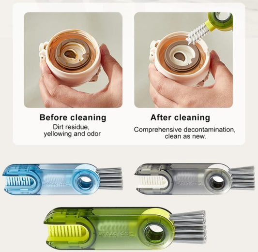 3-in-1 U-shaped Cup Rim Cleaning Brush Multifunctional Mini Groove Gap Cleaner Brush Rotatable Bottle Cup Details Clean Tool