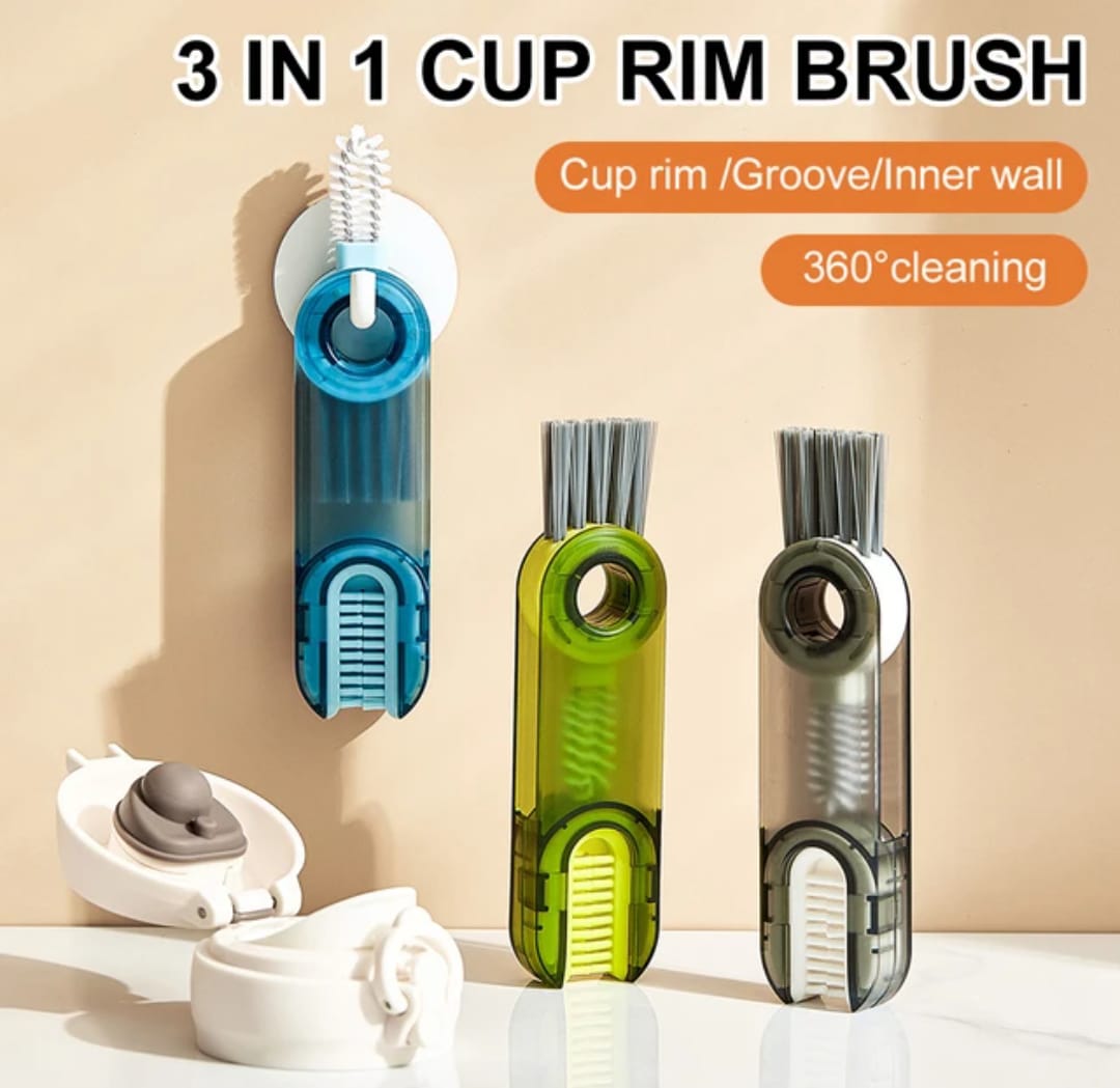 3-in-1 U-shaped Cup Rim Cleaning Brush Multifunctional Mini Groove Gap Cleaner Brush Rotatable Bottle Cup Details Clean Tool