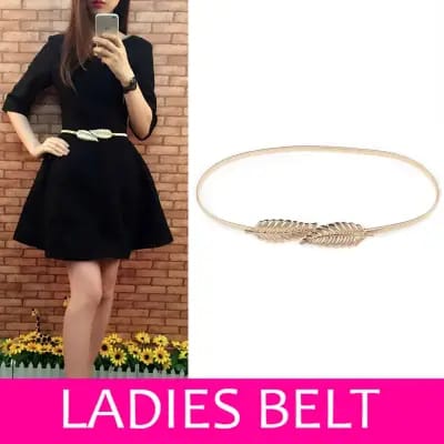 Luxury Style Leaf Shape Belts For Girl Women’s Belt Gold Silver Leaf Elastic Metal Stretch High Waist Band Dress Cummerbund Wedding