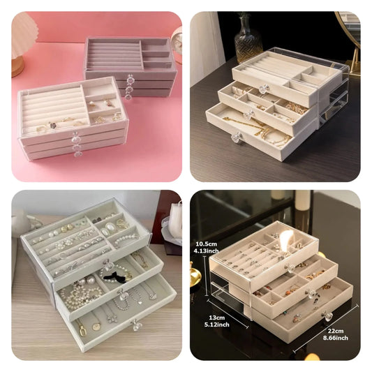 Acrylic 3Drawer Jewelry Organizer (Box Packing) *Random Colours